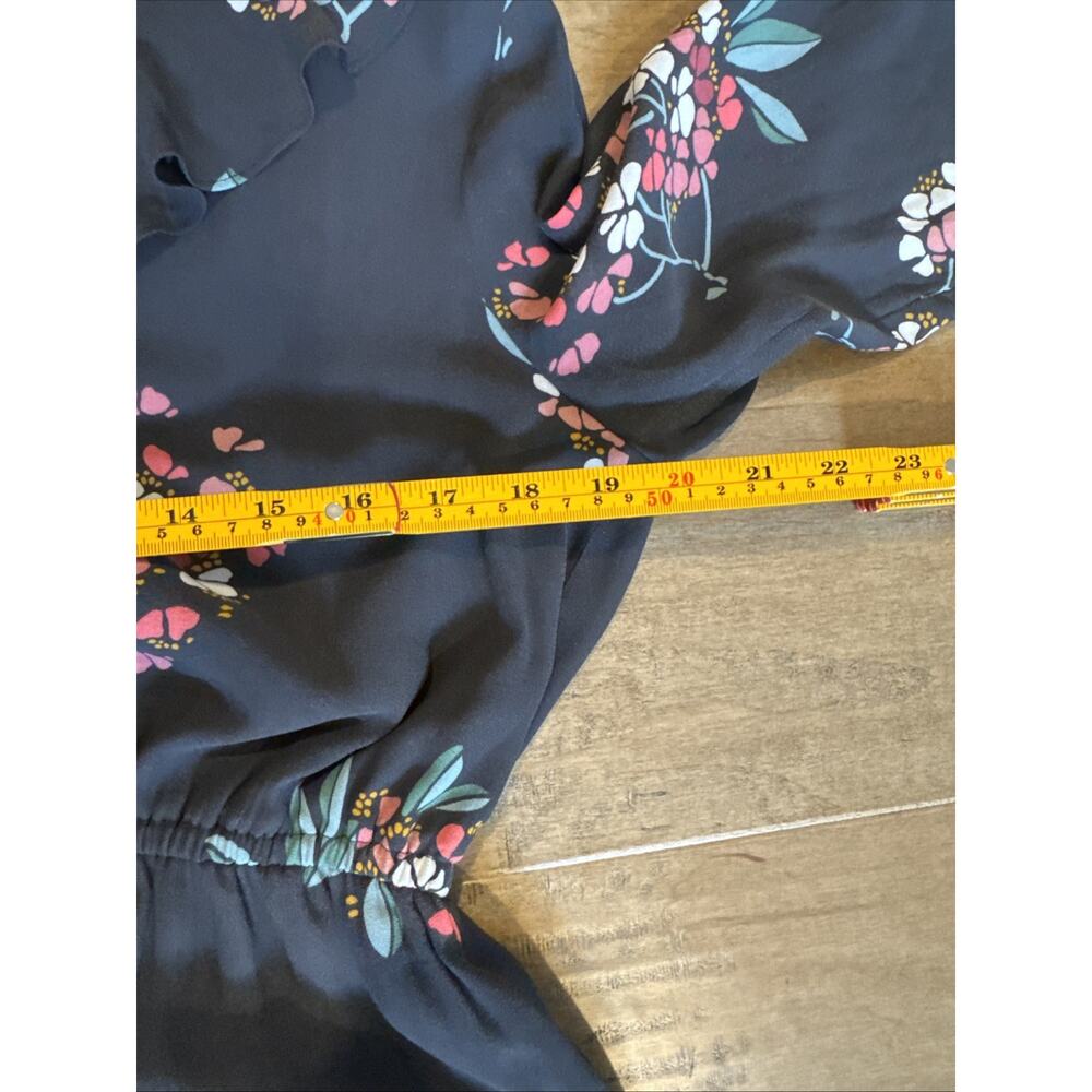 LOFT Floral Smocked Ruffle Maxi Dress Gray Long Sleeve Style 404708 Fall 2019 M - Picture 9 of 14